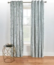 Grey Embossed Crushed Velvet Eyelet Curtains 90x90 RRP 65.00 lot GD