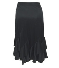 Women's Mermaid Skirt Size M Black Satin Ruffle Flared Hem Zip Lined Used* F1