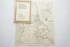 1919 North Eastern Railway Passenger Timetable with Map