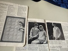 Vintage Pattern: Knitting - Pram Cover, Bootees, Child Sweater, Crochet - Cardi