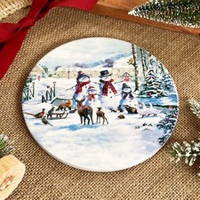 Christmas Snowman Trivet Ceramic Round Winter Kitchen Hot Pan Tableware Cork