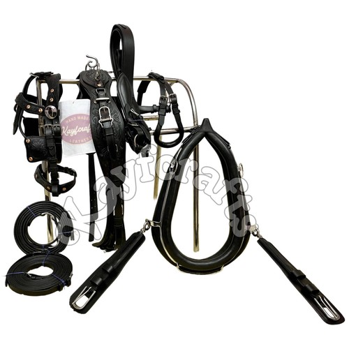 Black leather horse collar - black,