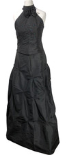 Cherlone Black Halter Neck Long Formal Dress Size 17ins Pit to Pit