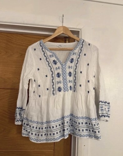 Fat face white blue - blue, broderie