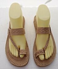 100% MOROCCAN LEATHER  TOE LOOP BEACH SANDALS NATURAL* 