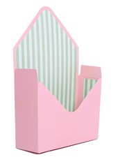 Flower Envelope Boxes - Pink with Green Stripe 35cm x 23cm