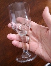 Antique Victorian Edwardian Port Wine Glass Hand Blown Lens Cut Nice Condition 
