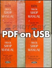 1970 Ford Truck Shop Manual Set USB F100 F250 F350 Pickup Bronco Econoline Van
