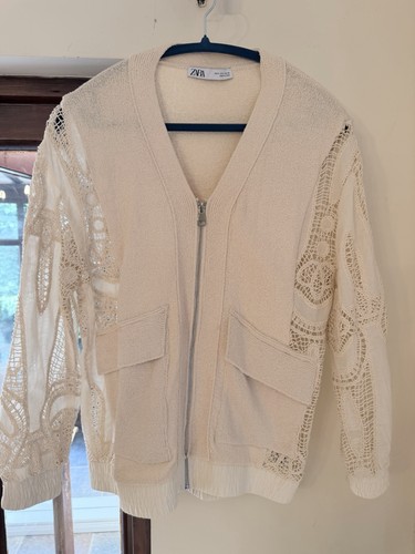 Zara beige open knit cardigan - beige,