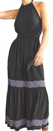 Boden black cotton embroidered