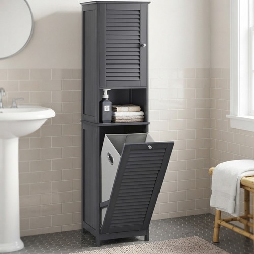 Slim dark grey bathroom - slim,