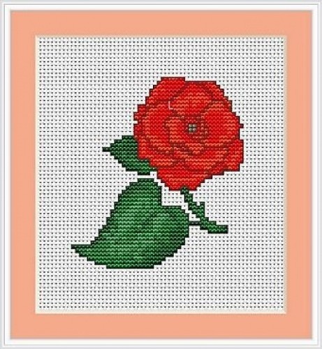 Red rose cross stitch kit - rose,