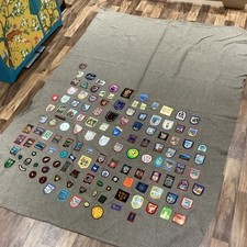 Vintage Girl Guide Camp Blanket With Badges Including Blue Peter 58 X 84 Inch