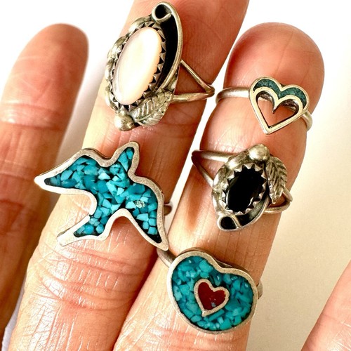Vtg navajo ring lot turquoise - vtg,