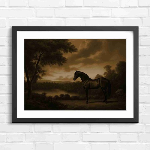 Dark brown horse pastoral - horse,