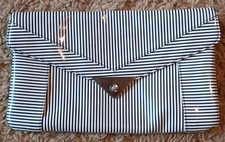 Henry Holland Large Black and White Stripe Envelope Clutch Bag