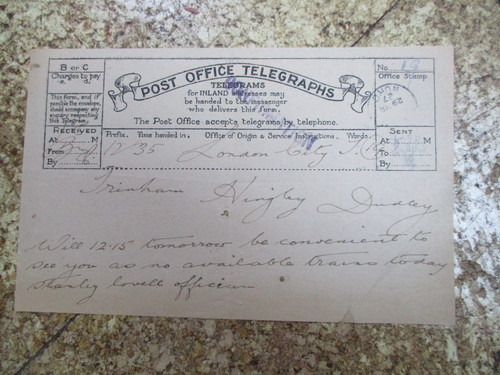 Original post office telegram - original,