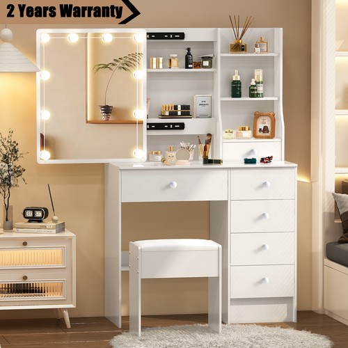 White dresser vanity makeup - white,