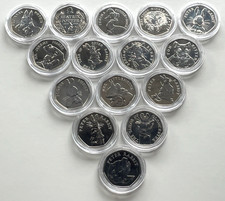 2016-2020 Beatrix Potter Set of 15 x 50p UNC coins inc Puddleduck Flopsy