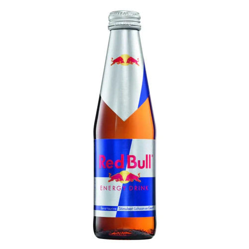 Red bull imported glass bottle - red,