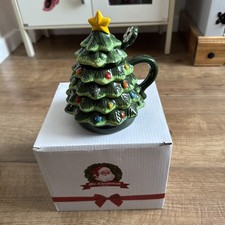 Mr. Christmas Nostalgic Christmas Tree Mug Lidded With Spoon 16oz Green Boxed