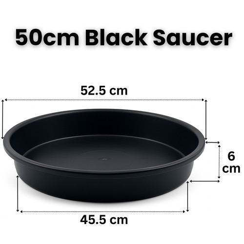 50cm round black plastic plant - plastic,