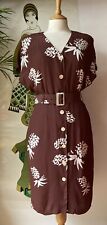 VINTAGE 70s 80s DOES 40s TEA DRESS FILM NOIR BETTY BARCLAY SIZE 10