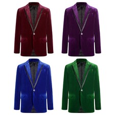 UK Kids Boys Velvet Formal Blazer One Button Notch Lapel Jacket Tuxedo Outerwear