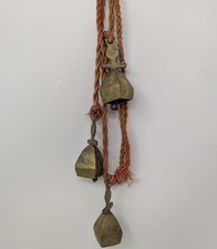 1970s Etched Brass Bells of Sarna Original Silk Rope & Clackers Parrot Melodious