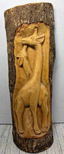 Hand carved wood giraffe - wood,