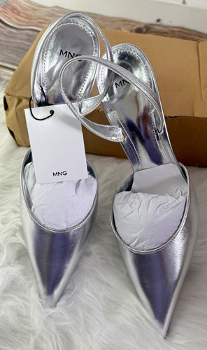Mng silver leather - silver, toe