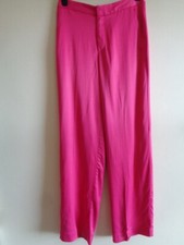 ZARA BRIGHT PINK SILKY STRAIGHT LEG TROUSERS WITH POCKETS - SIZE SMALL