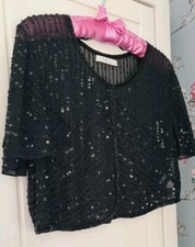 Black Sequinned Bolreo Shrug Bhs Size 14 Immaculate Condition Theatre Party