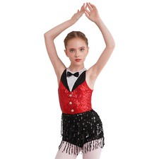 UK Kids Girls Latin Jazz Dance Costume Fringe Samba Dress Sequins Tassel Leotard