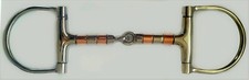 D RING HORSE RIDING SNAFFLE COPPER ROLLER JOINTED BIT EQUESTRIAN