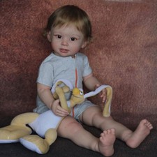 28" Reborn Baby Doll Cute Toddler Boy Root Short Hair Cloth Body Handmade Gifts