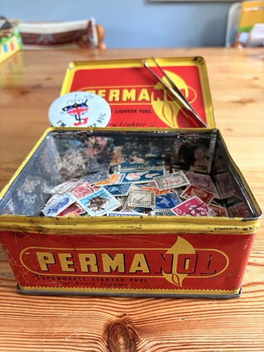 Antique tin half - tin, filled