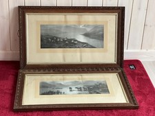 Antique framed prints x2 by Elmer Keene of Scottish Lochs Ornate wood frames XL