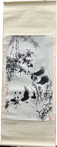 Chinese ink painting pandas - painting, &