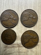 Four Bronze British Coins From 1946, Three Pennies And Half Penny ￼