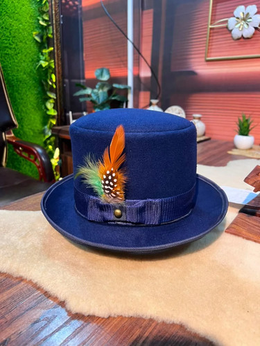 Navy blue top hat with - blue,