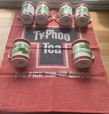 6 Typhoo Tea Camellia Sinensis Bone China Mugs Plus One Old Ty.Phoo Cotton Towel