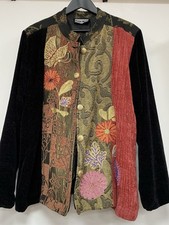 Indigo Moon Red Black Tapestry Embroidered Jacket Size L armpit to armpit 23"