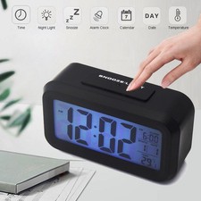 Bedside Digital LED Snooze Alarm Clock Time Temperature Day/Night Mode Clocks UK