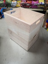 2 x Stackable Wooden Crate Box 40x30x22.5 cm Plain Decorative Pine with Handles