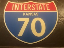 Vintage USA American Road Street Sign Kansas Interstate 70 Americana Mancave 