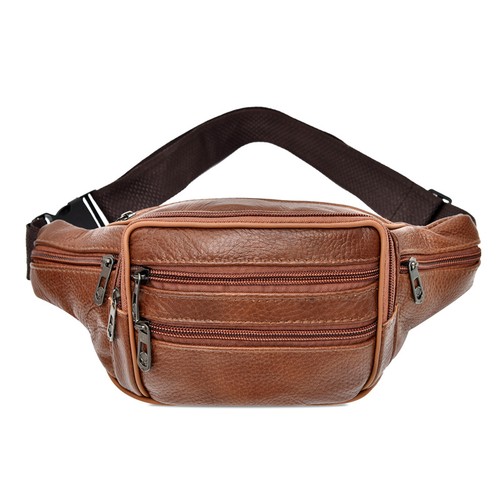 Leather bum bag black belt - leather,
