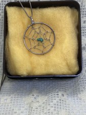 Native American (indigenous Made)Silver /925 & Turquoise Dream catcher & Chain .
