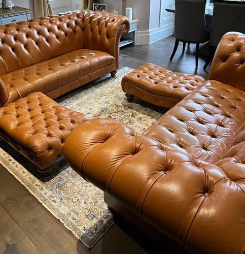 Brown leather chesterfield - brown, 3