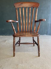 Antique painted  Elm & Beech Slat Back Farmhouse chair - delivery possible